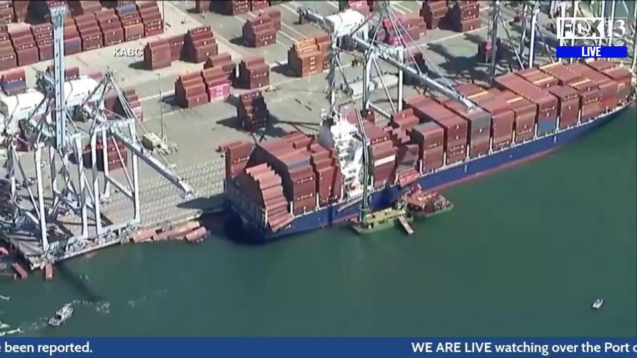 Shipping containers fall off cargo ship into water at Port of Long Beach