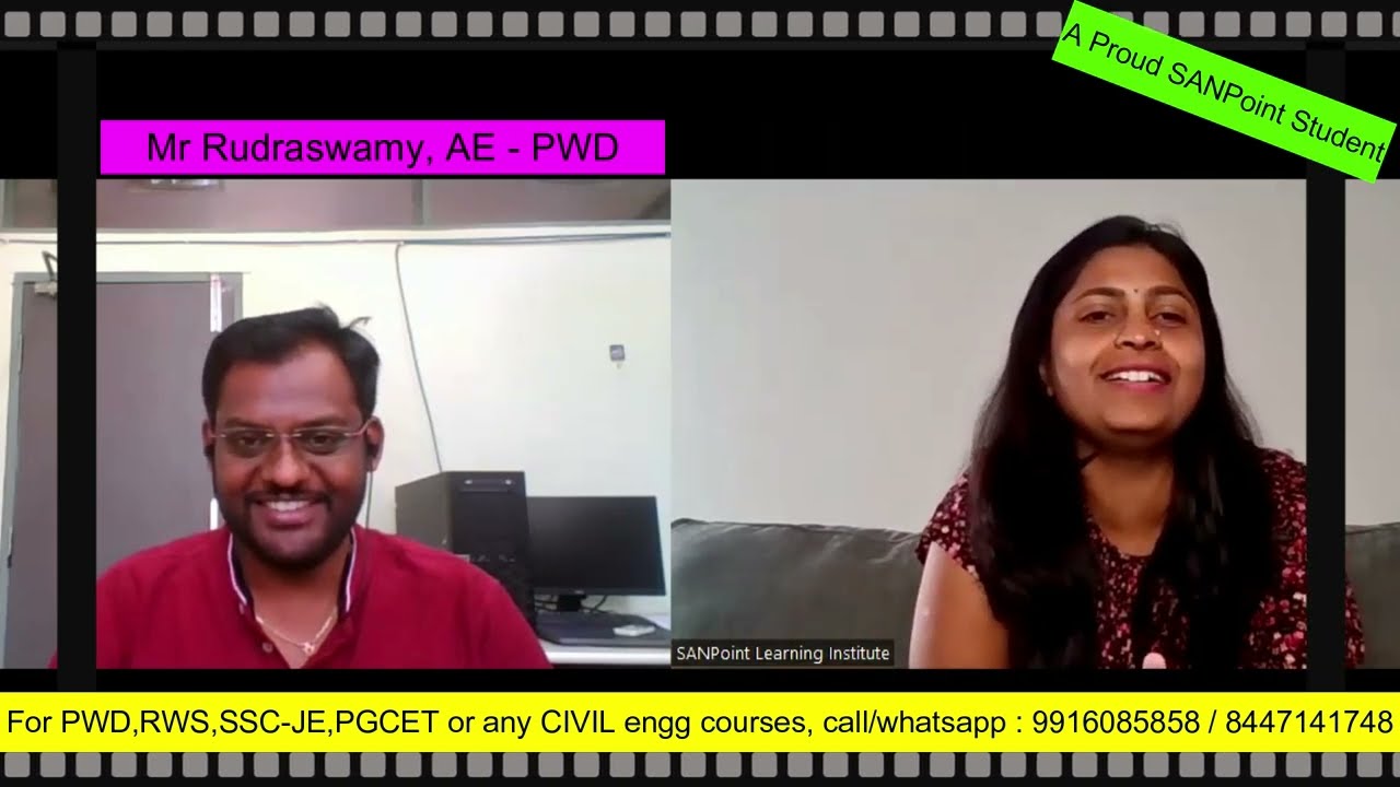 Interaction with SANPoint Student, Mr Rudraswamy selected as AE - PWD | SSC-JE | KPSC exams