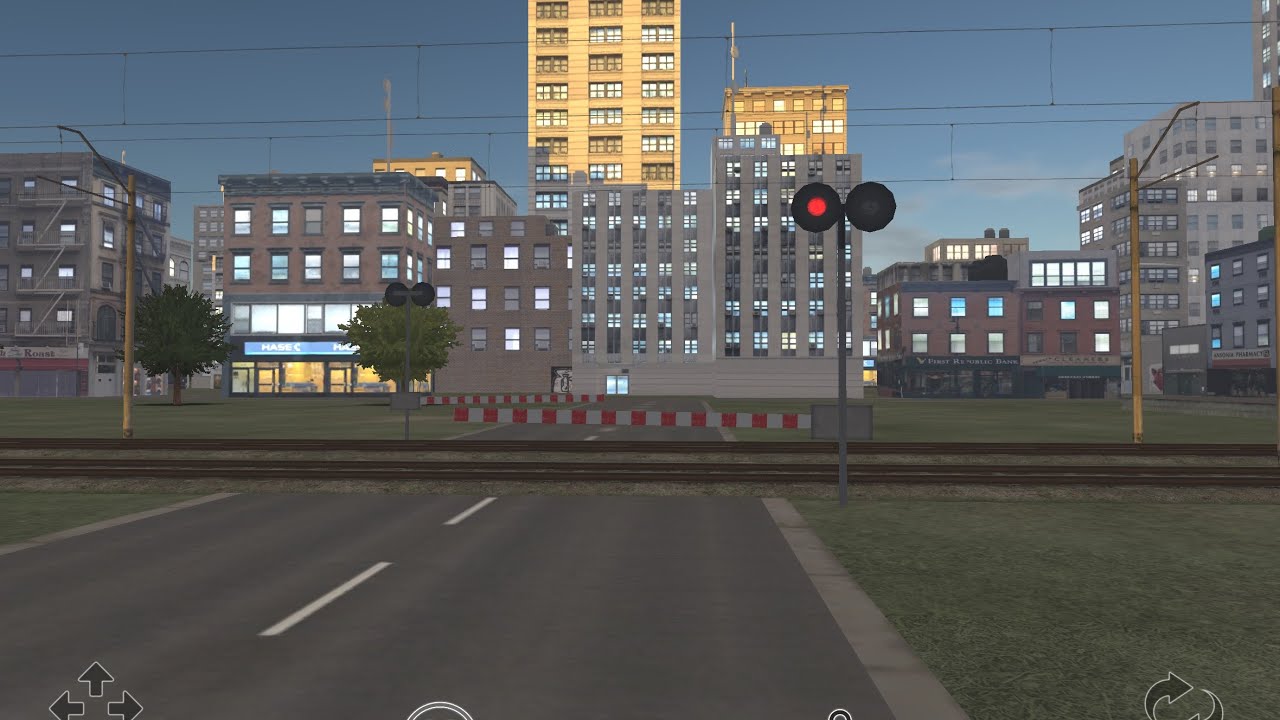 A malfunctioning railroad crossing in Train and rail yard simulator