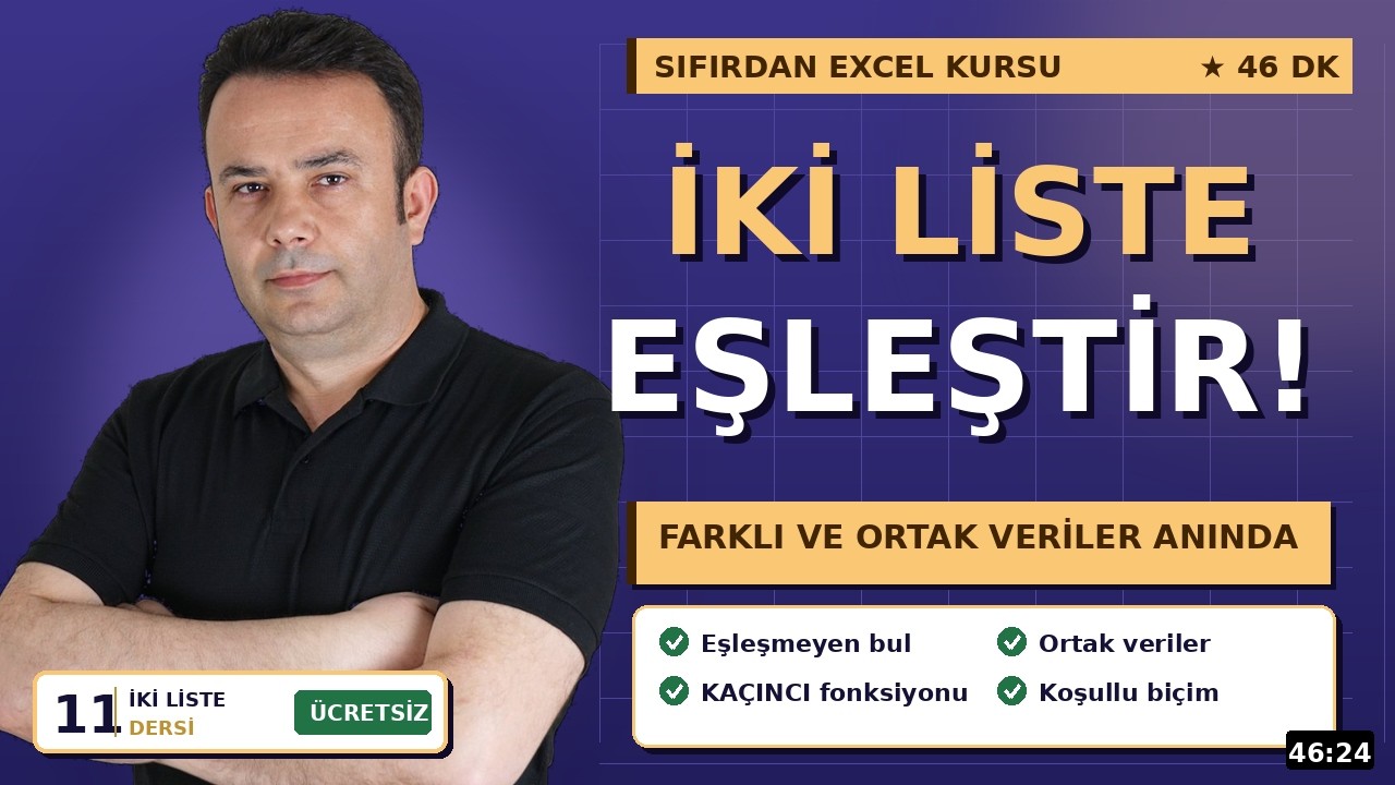 Excel’de İki Listeyi Karşılaştırma | Farklı ve Ortak Verileri Bulma
