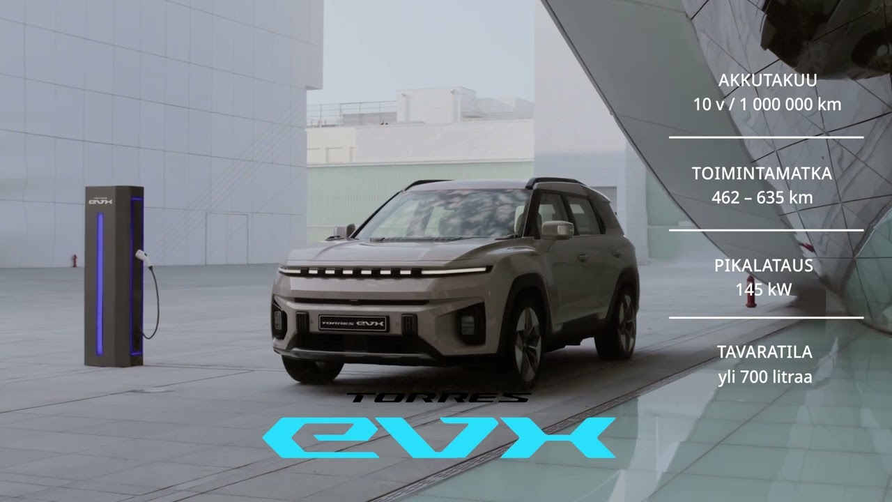 Ensiesittelyss&auml; iso korealainen KGM Torres EVX t&auml;yss&auml;hk&ouml;auto