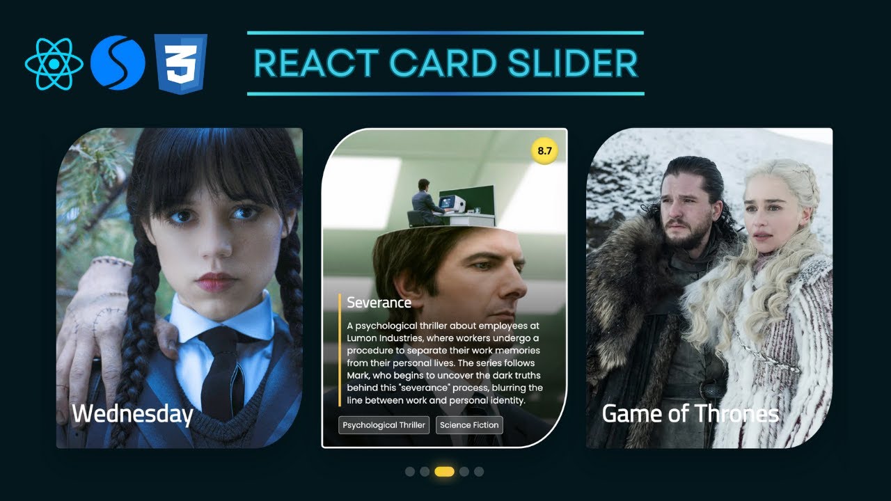 React Card Slider with Swiper JS and CSS Animation
