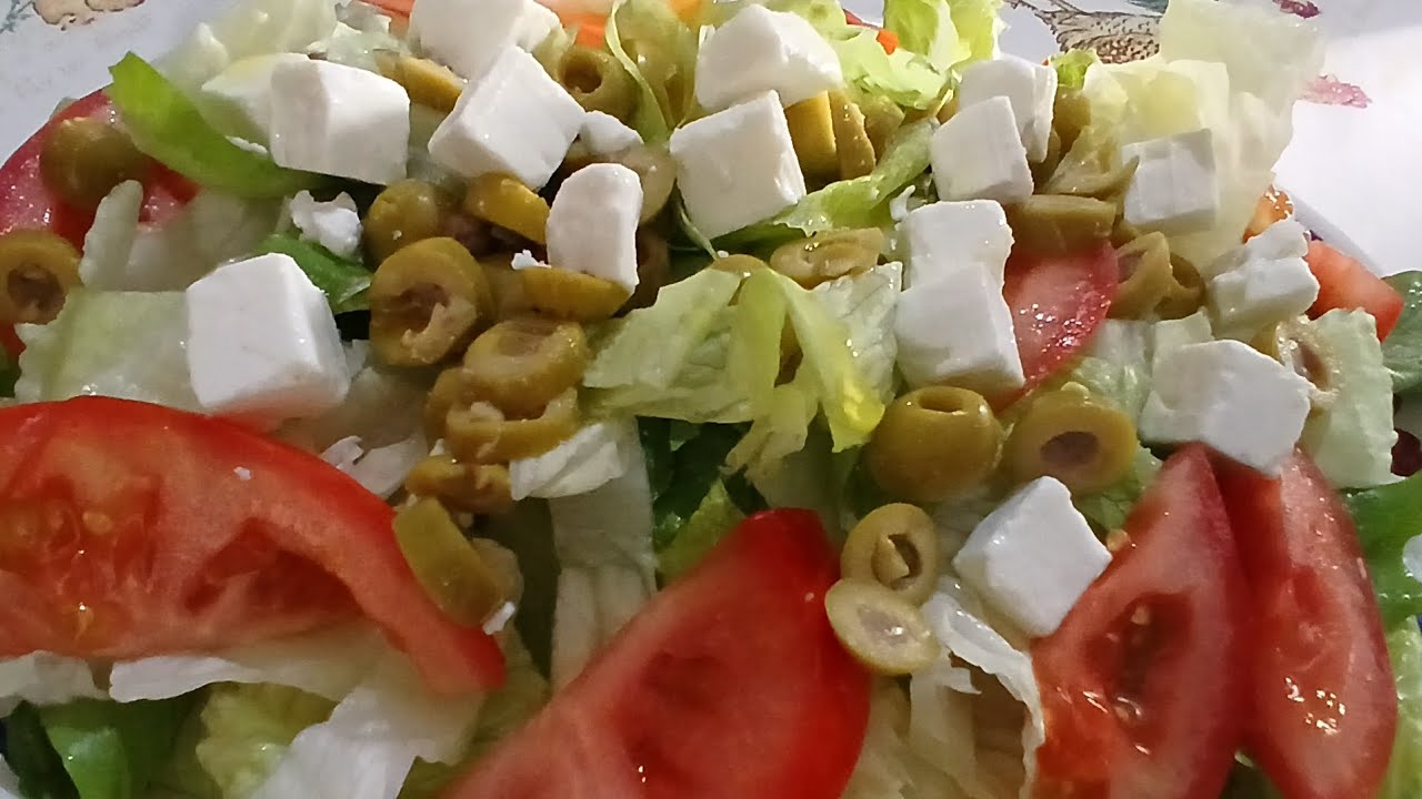 Lettuce tomatoes olives and feta cheese salad de sarahkay