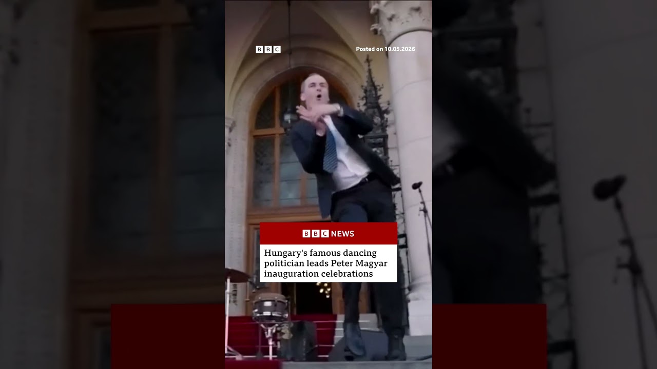 Hungary's famous dancing politician leads Peter Magyar inauguration celebrations. #BBCNews