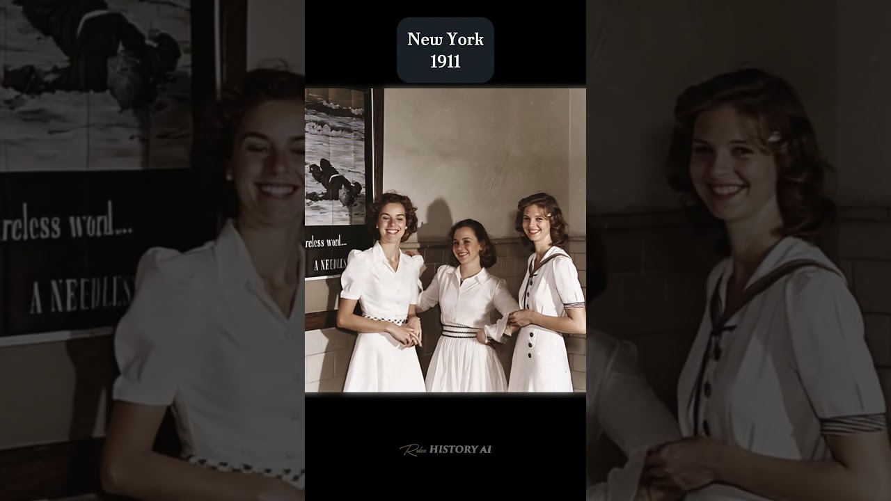 Washington Irving High girls at the 1911 Midsummer Festival in Bronx’s lush Pelham Bay Park