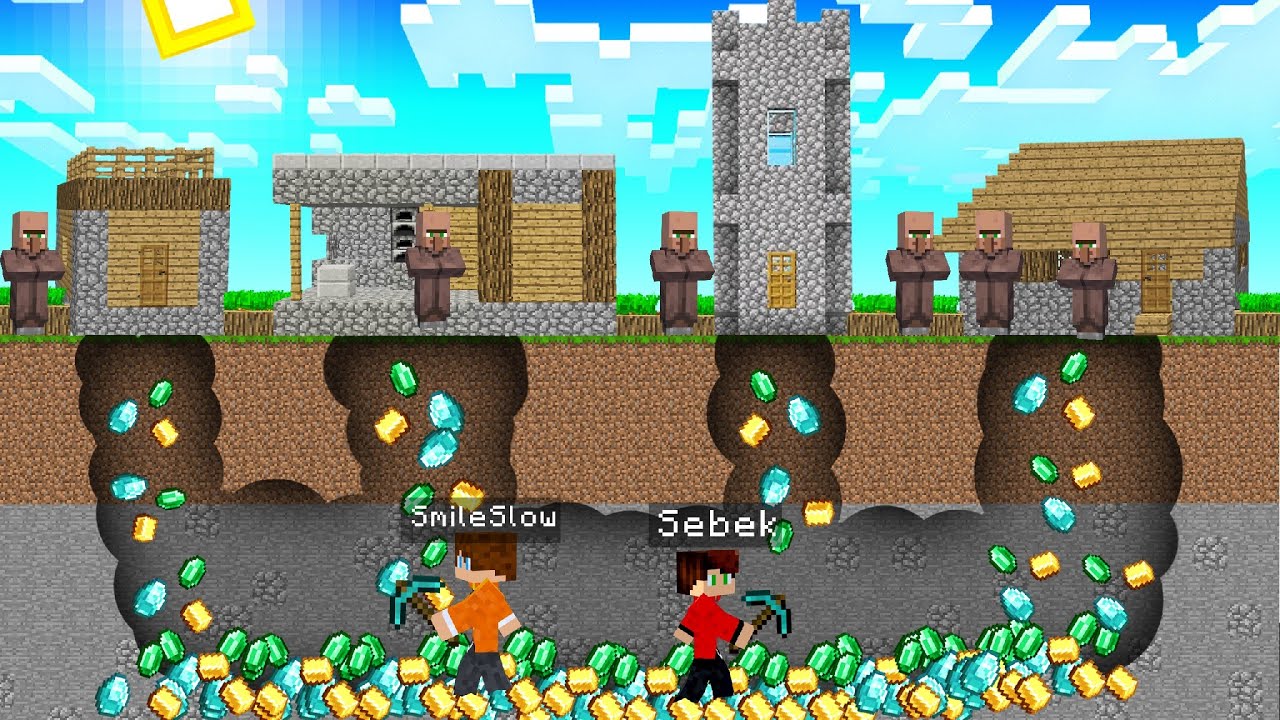 ZROBILIŚMY TUNELE POD WIOSKĄ VILLAGEROWSKĄ I OKRADLIŚMY WIEŚNIAKÓW w Minecraft!