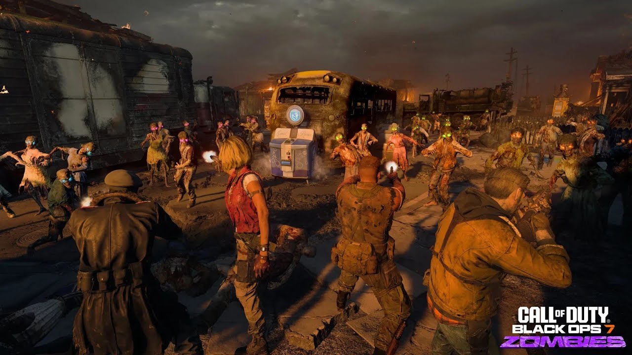 Битва с зомби в Paradox Junction: Black Ops 7 Zombies с участием случайных игроков #218 (геймплей...