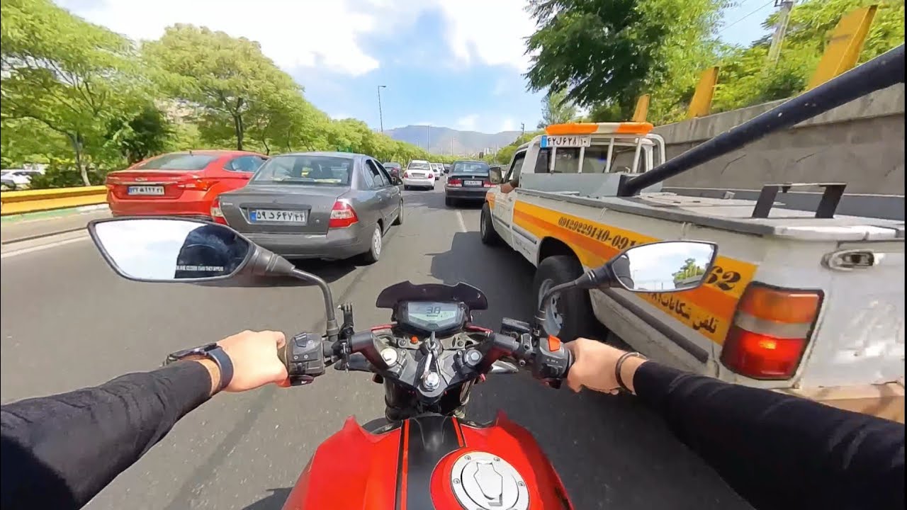 POV - Motorcycle Ride Iran, Tehran - Resalat HighWay - Emam Ali Hwy