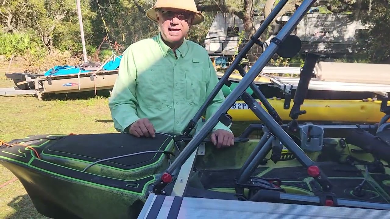 Hobie Pro Angler with Expandacraft outrigger installed.