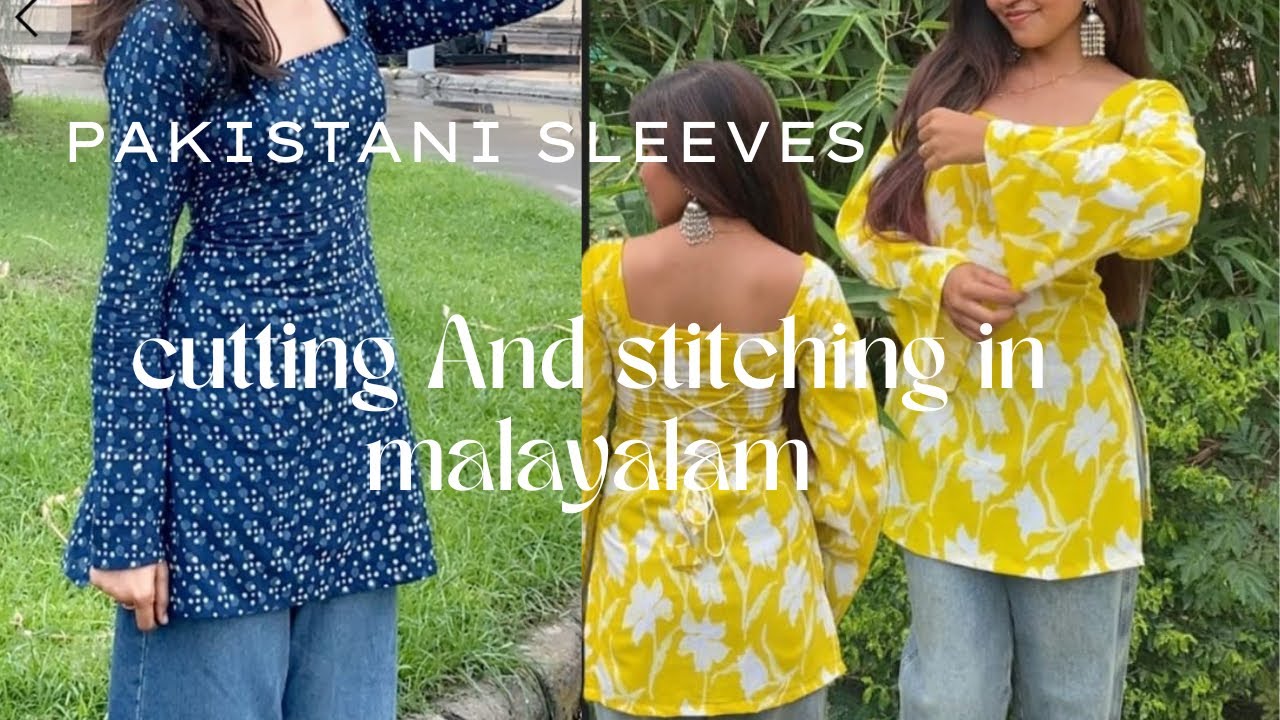 Pakistani sleeves cutting and stitching in Malayalam🎀 | simple method #malayalam#tutorial#stitching 
