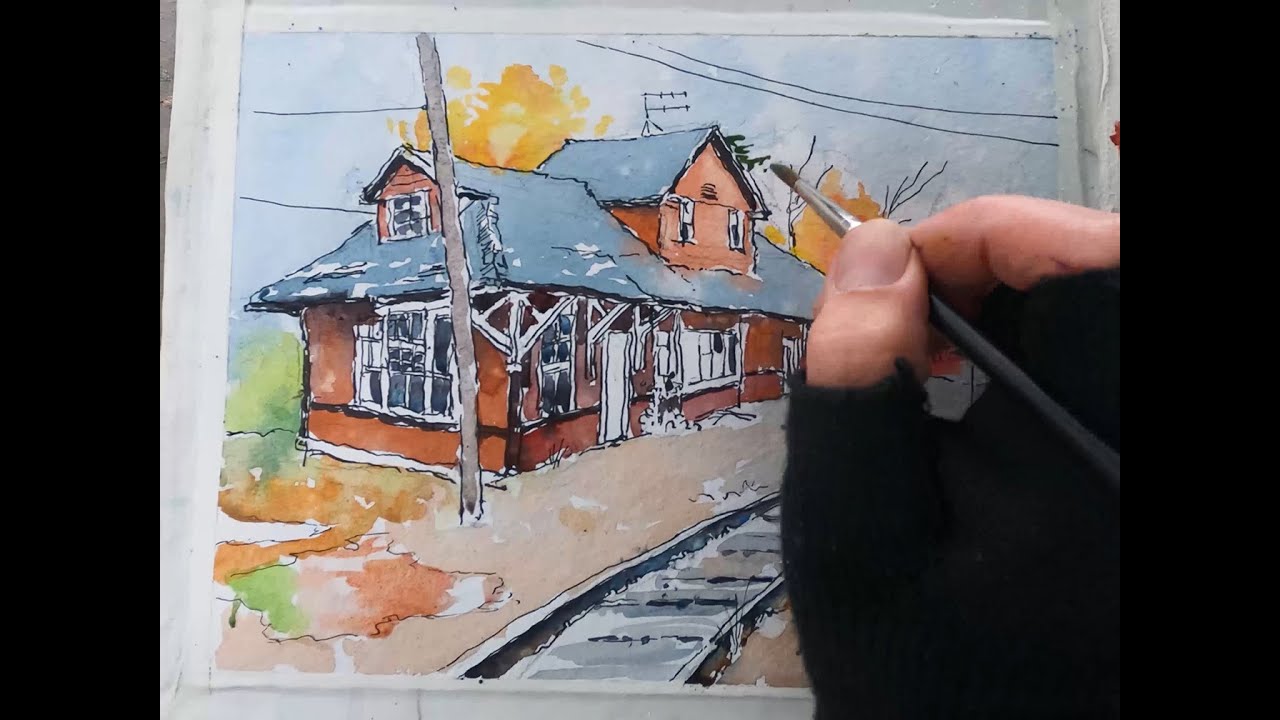 Sketching an Abandoned Train Station in Jackman, Maine