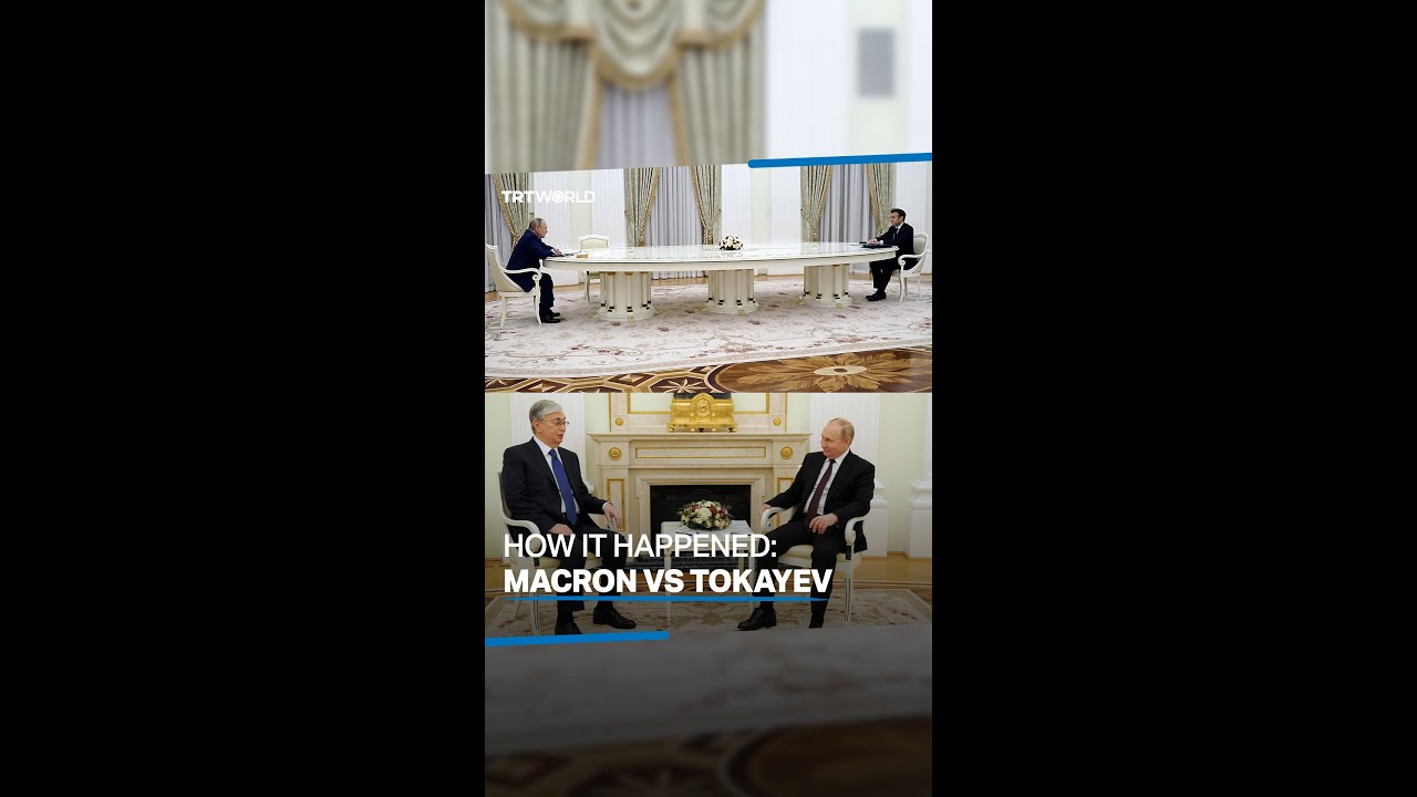 President Putin greeting Tokayev vs meeting Macron