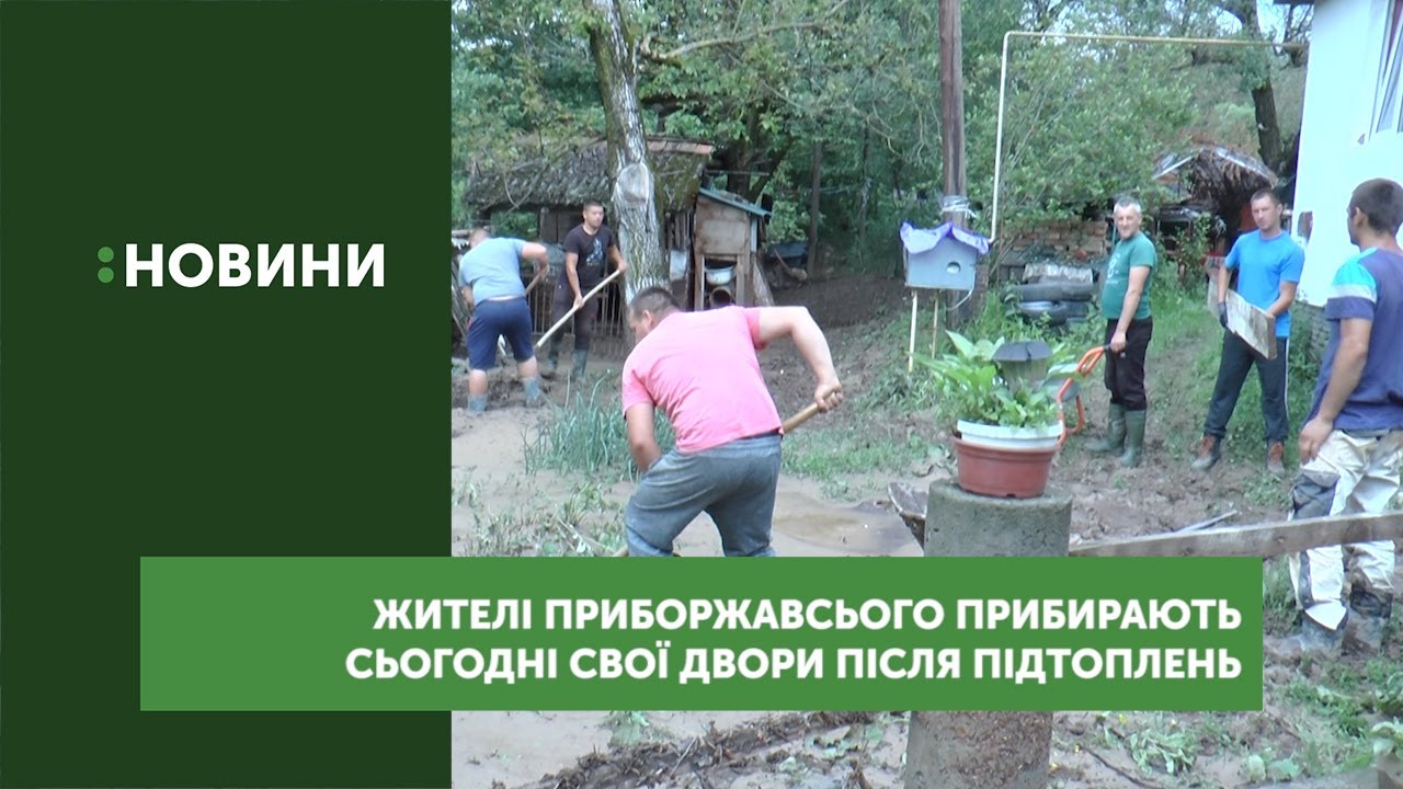 Жителі села Приборжавське на Іршавщині прибирають свої двори після підтоплень