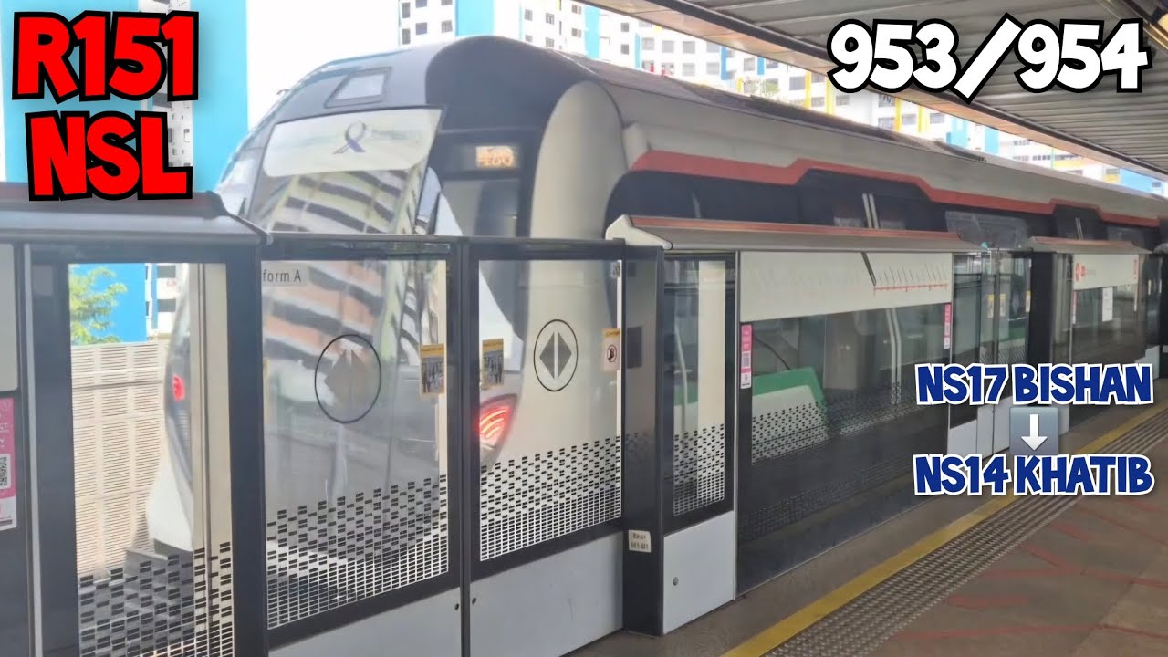 (SMRT) Set 953/954 from NS17 Bishan to NS14 Khatib - Alstom Movia R151