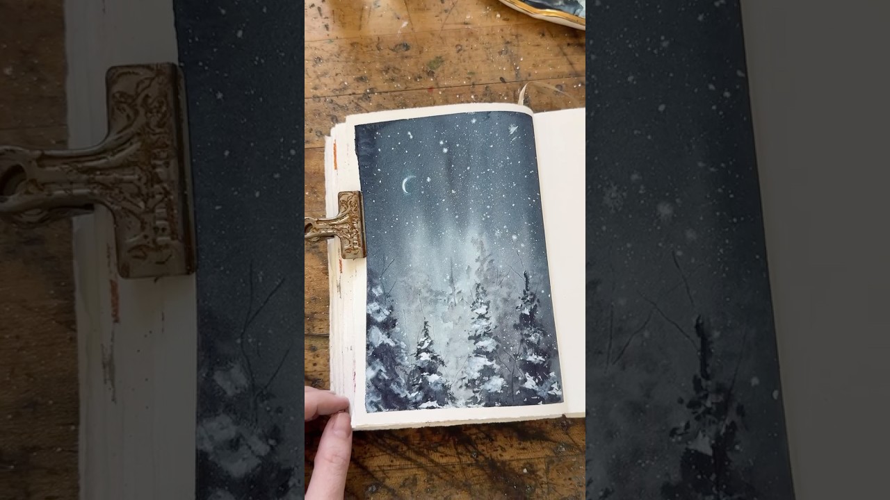 Learn How To Paint a Winter Landscape In Under a Minute | Mini Watercolor Tutorial with Sarah Cray