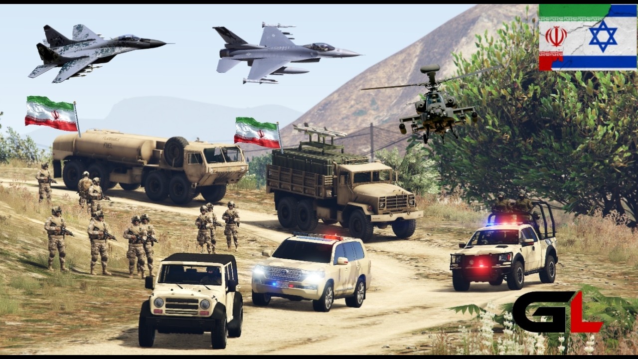 Israeli F-35 Fighter Jets & Helicopters Attack on Irani Army Supply Convoy - GTA 5 Gameplay