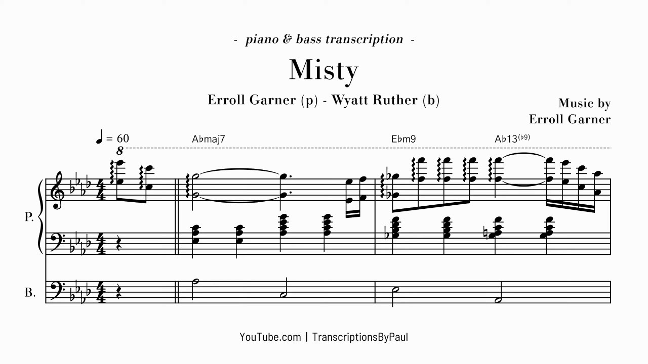 Misty - Erroll Garner transcription (sheet music)