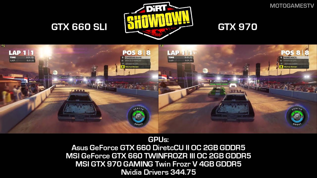 DiRT Showdown - GTX 660 SLI vs GTX 970 - 1080p