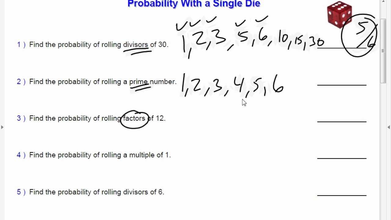 leonzo probability with a single die