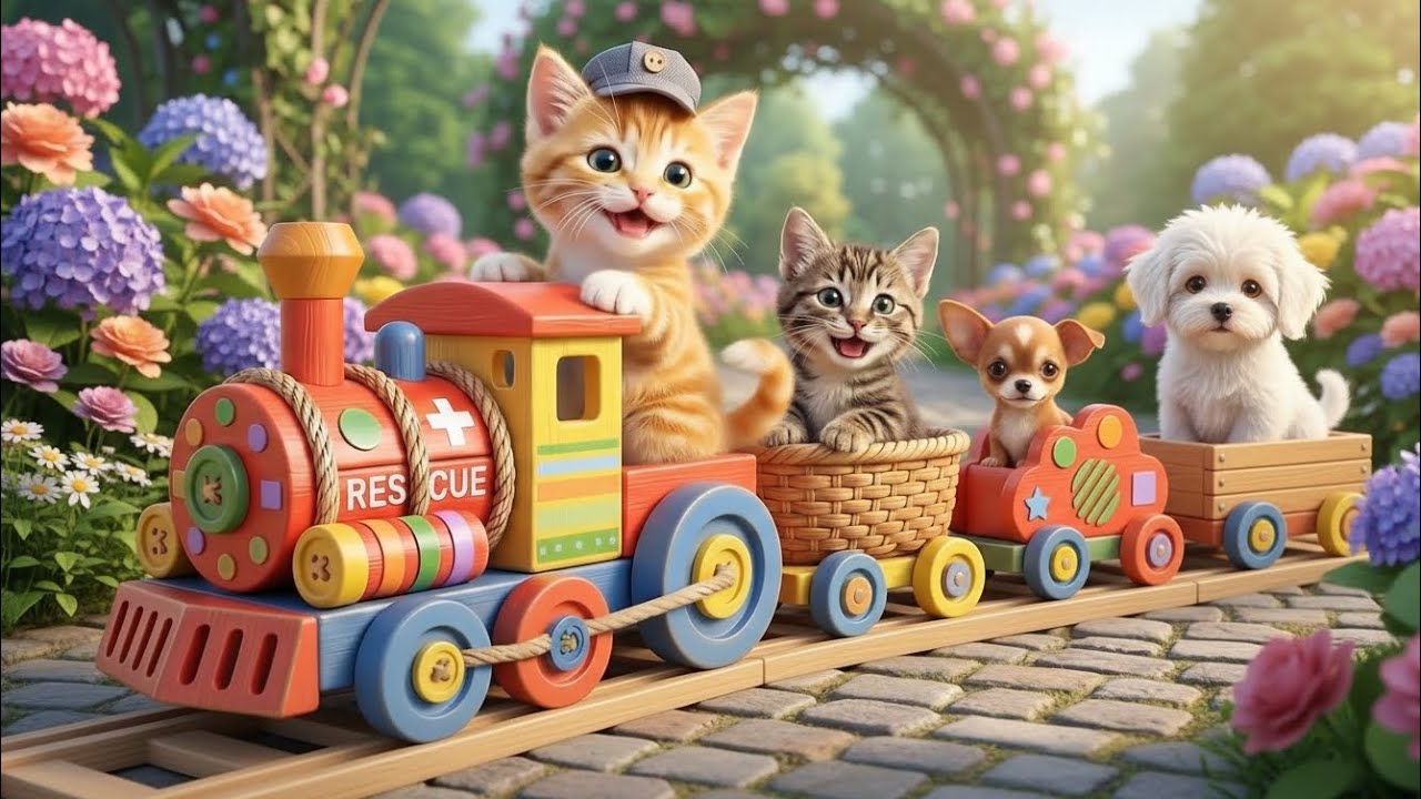 Brave Mama Cat Drives a Rescue Train to Save Her Friends 🐾🚂
