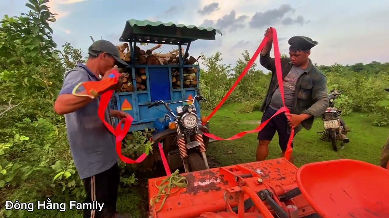 Kubota B7000 Pulling Heavy Firewood Cart — And It Gets Stuck!