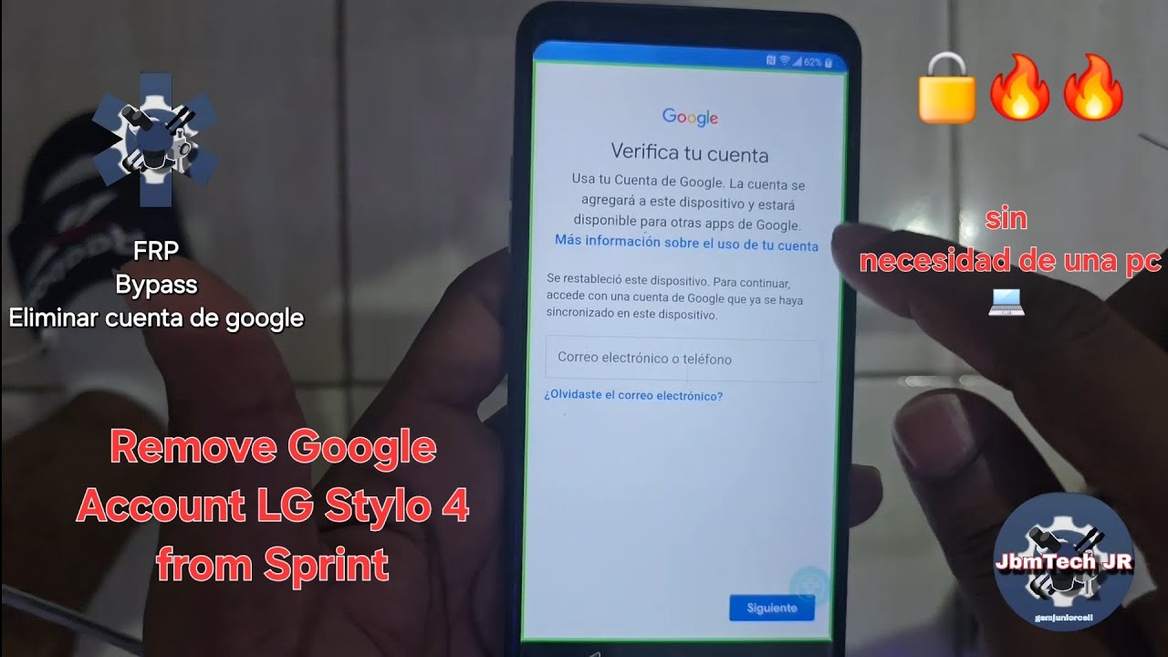 Eliminar Cuenta de Google LG stylo 4, FRP stylo 5 sprint (android 9 con seguridad 1 de mar 2021)