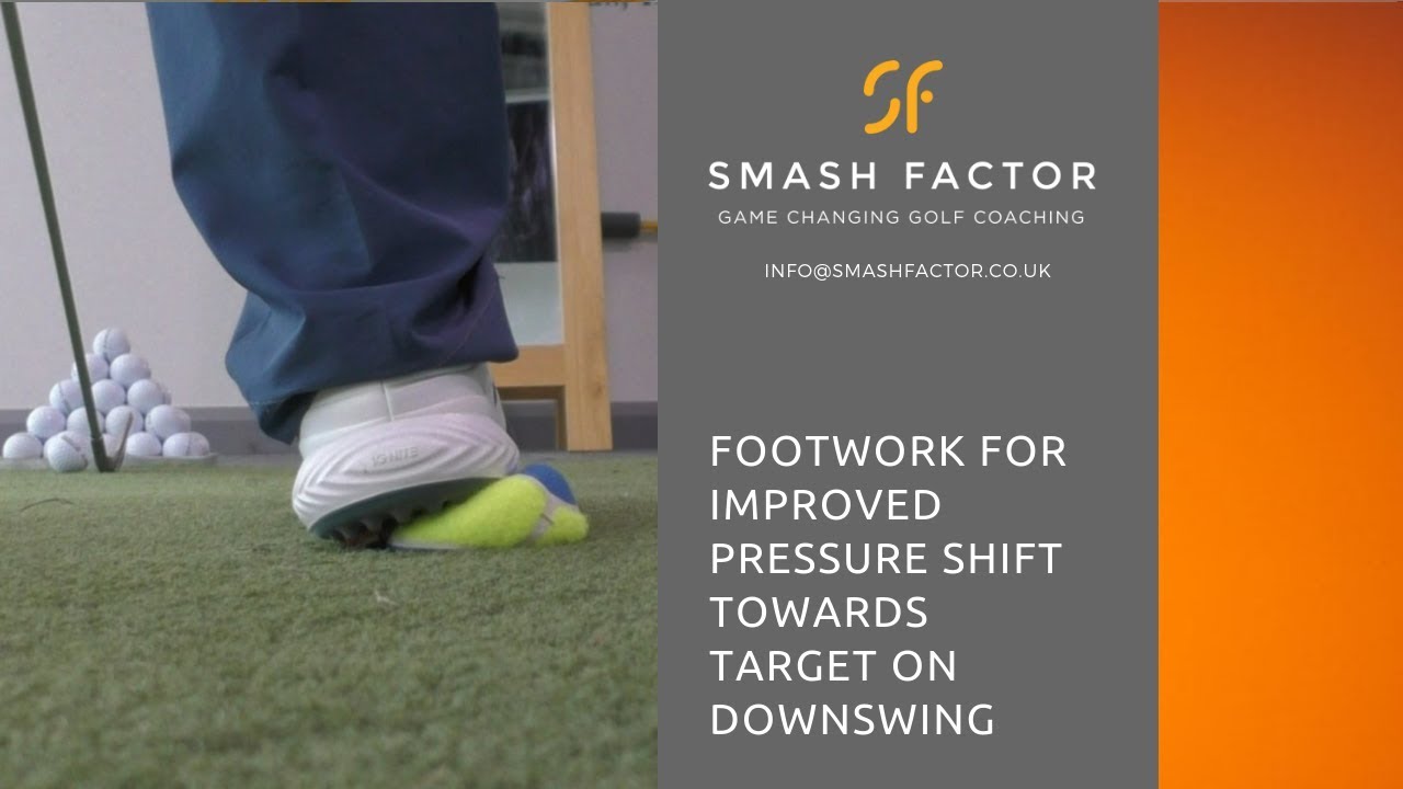 Initiate golf down swing with CORRECT FOOTWORK & PRESSURE shift in feet