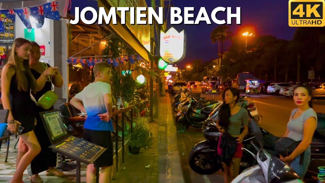 [4K] Walking Jomtien beach. The most popular beach in Pattaya. Thailand today 2024