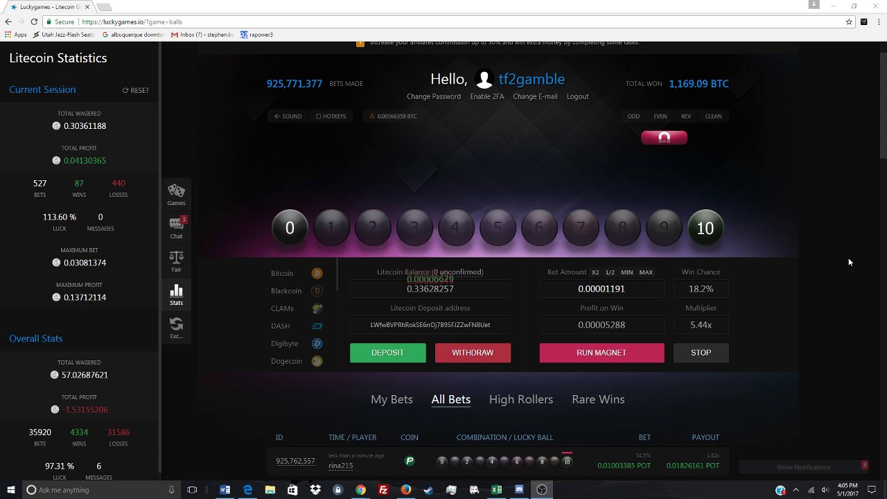 Bitcoin Gambling! 70$ in 3 minutes! Easy money. FASTEST DICE WEBSITE. 