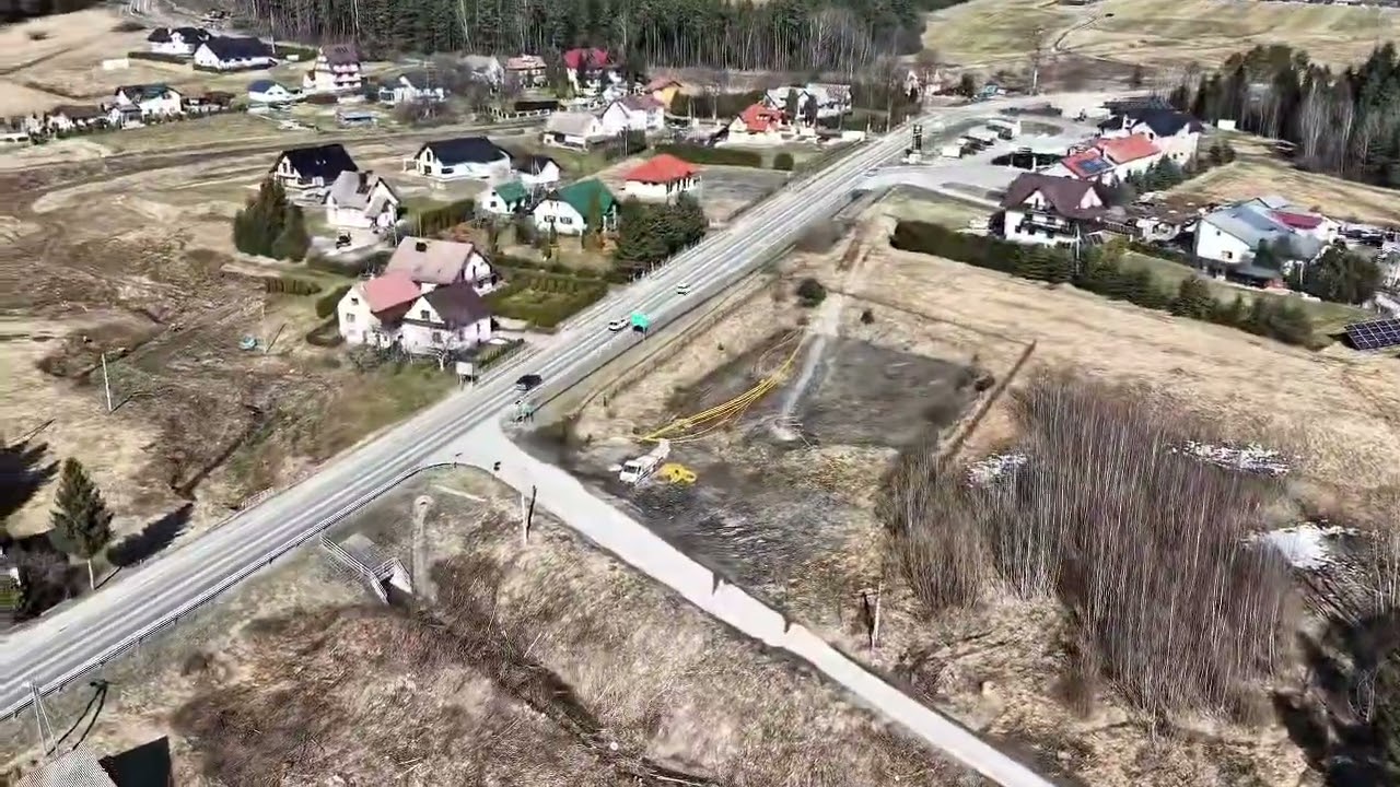 Dron  nad przebudową lini kolejowej nr 104 na odcinku Mszana Dolna - Kasina Wielka 4.03.2026