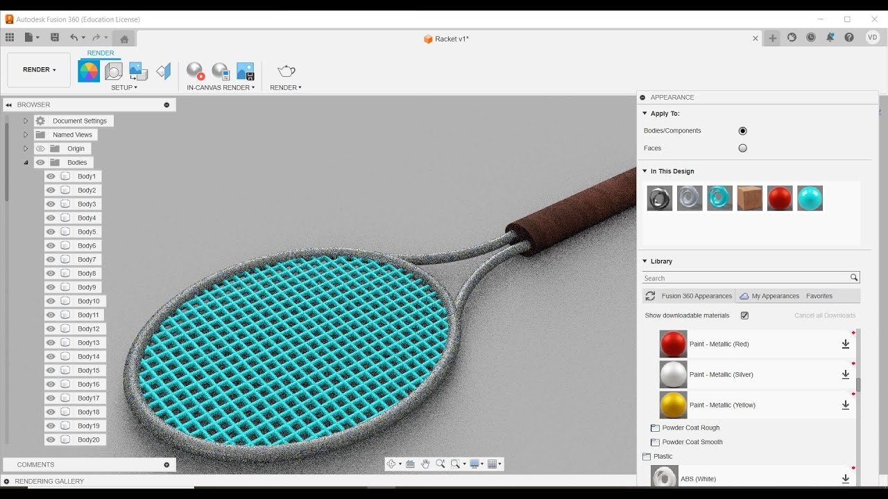 Mastering Fusion 360: Part Modeling Design Guide : Racket Design