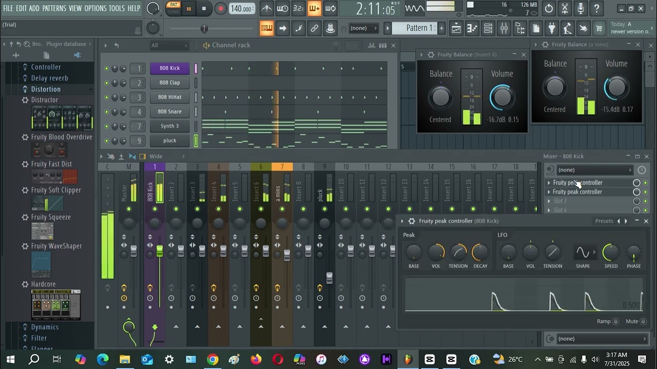 FL Studio F. Peak Controller F. Balance Link to Controller