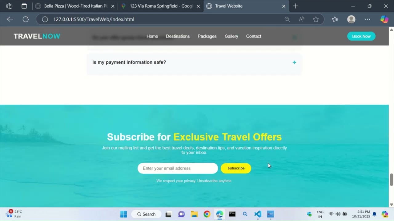 🌍 Travel Website Using HTML, CSS & JavaScript | Complete Responsive Project