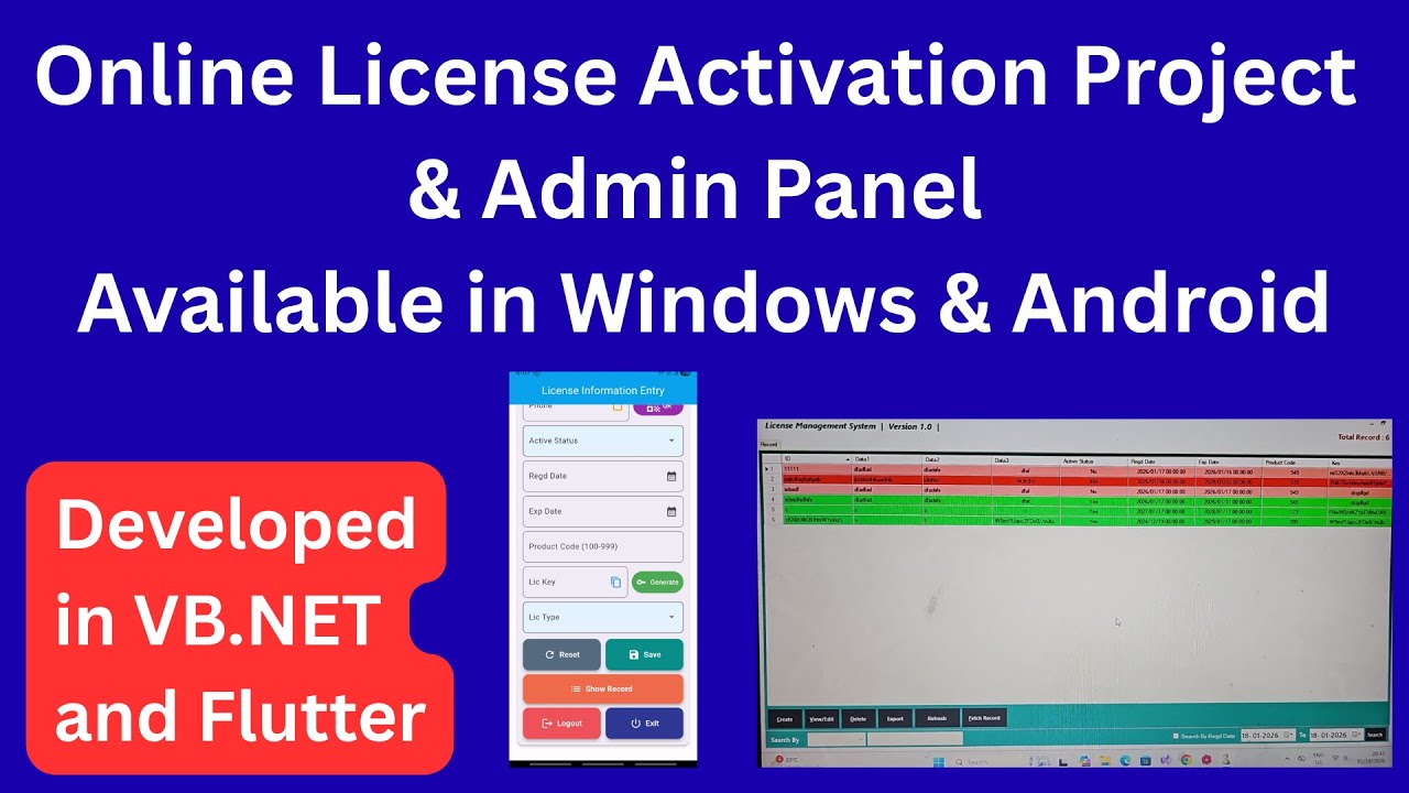 Online License Management System (Source Code in VB.NET and Flutter) for Windows and Android