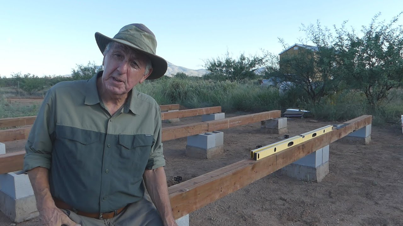 Offgrid Senior lays floor foundation for 16x40 cabin