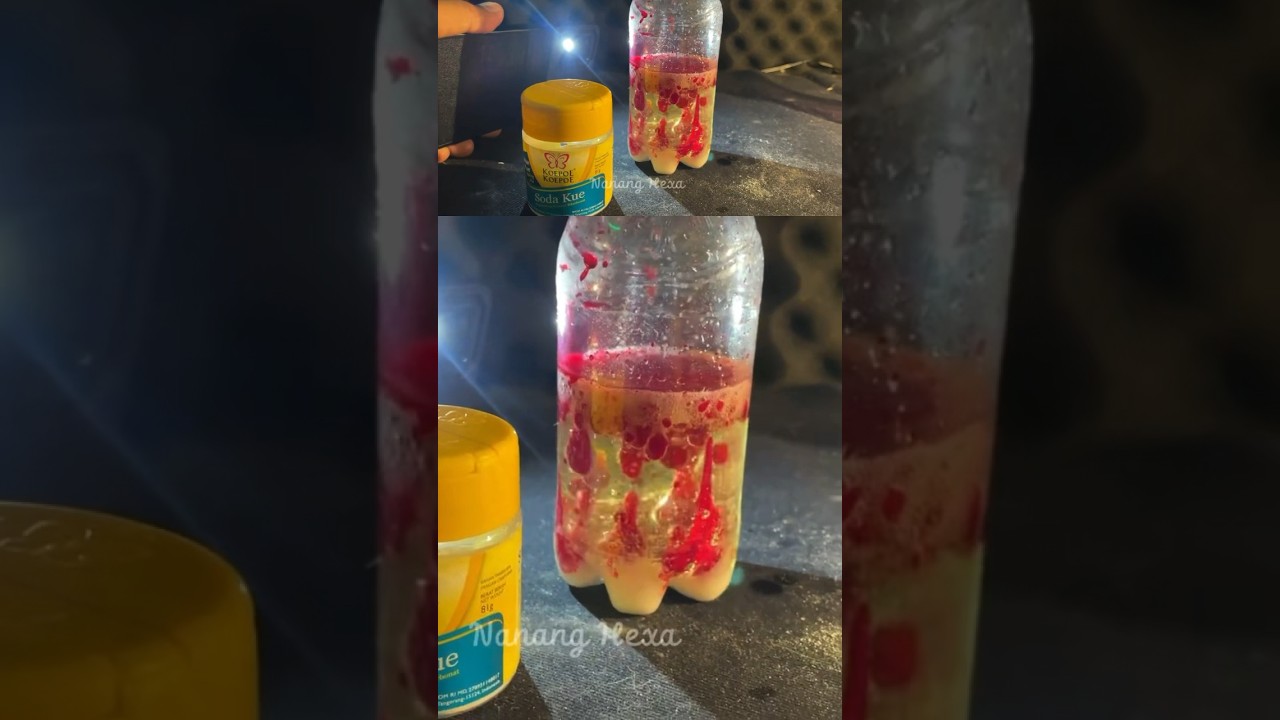 Eksperimen. Lampu lava dari backing soda minyak goreng cuka