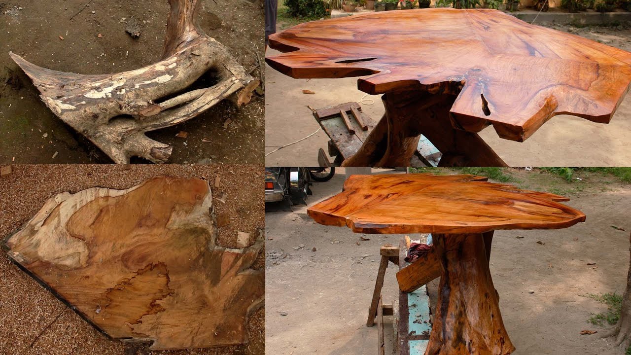 Turn Old Tree Stump into Unique Coffee Table- DIY