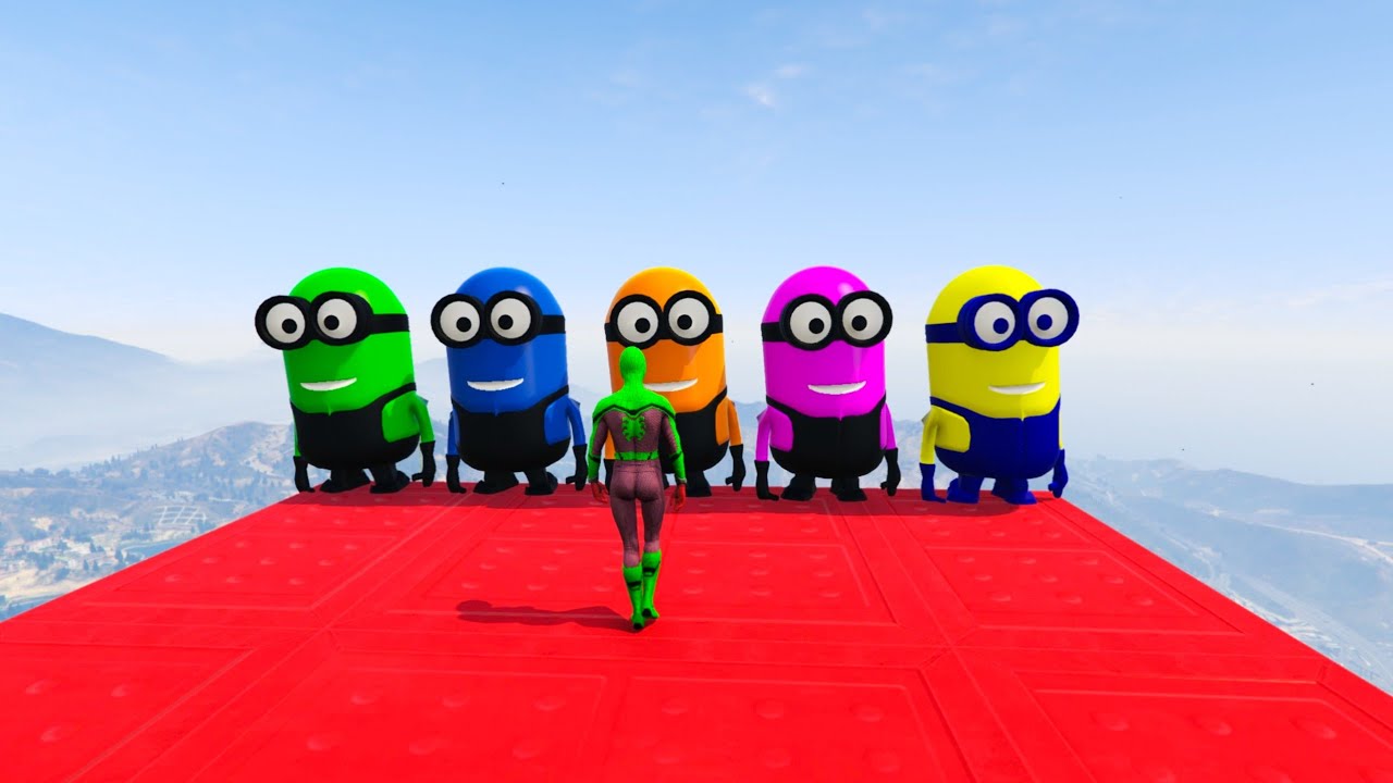 GTA 5 Epic Ragdolls RED SPIDERMAN VS RED MINION VS GREEN MINIONEuphoria Physics & Funny Fails 11