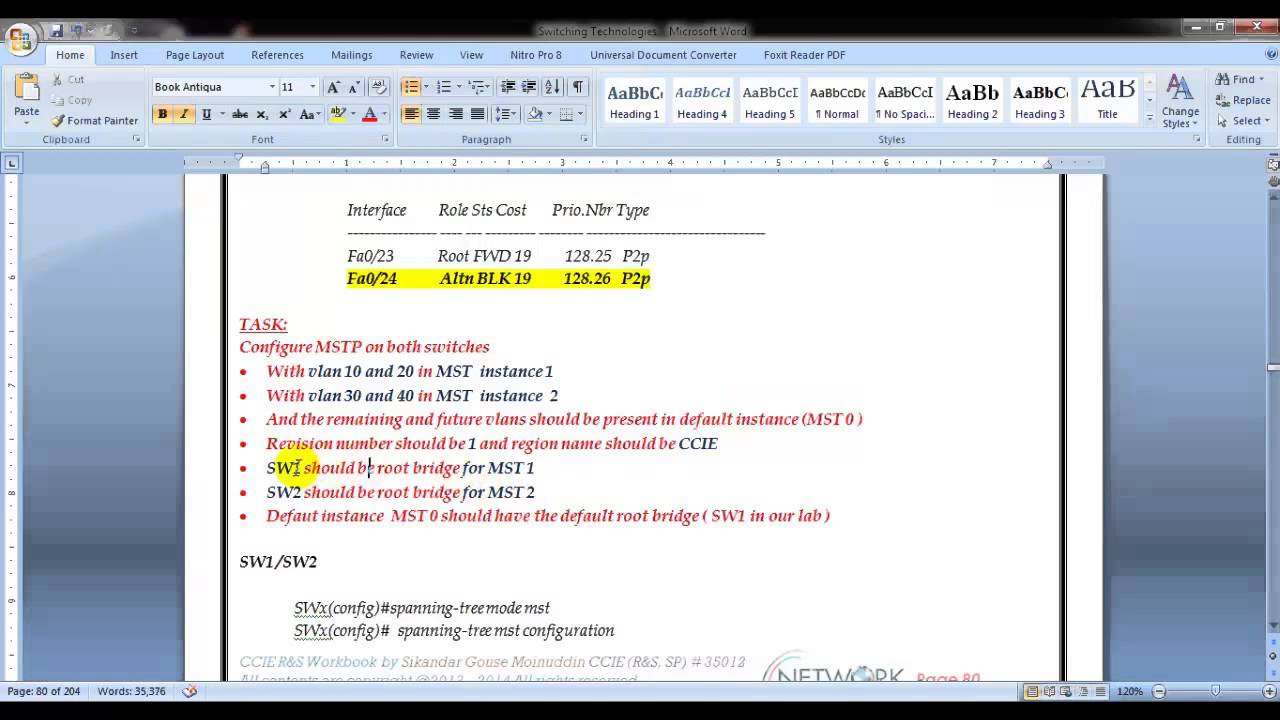 CCNP Switch (300 - 115) version 2.0: MSTP lab