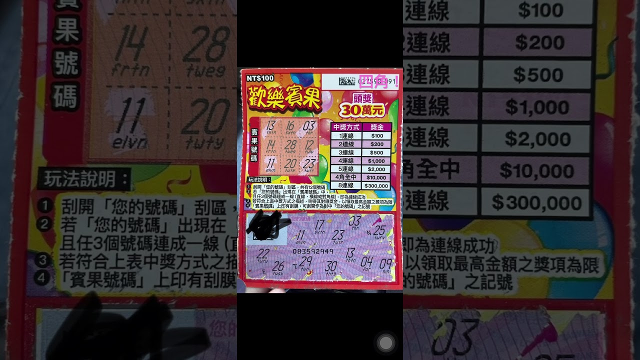 100元刮刮樂可以中多少！嚇s你！