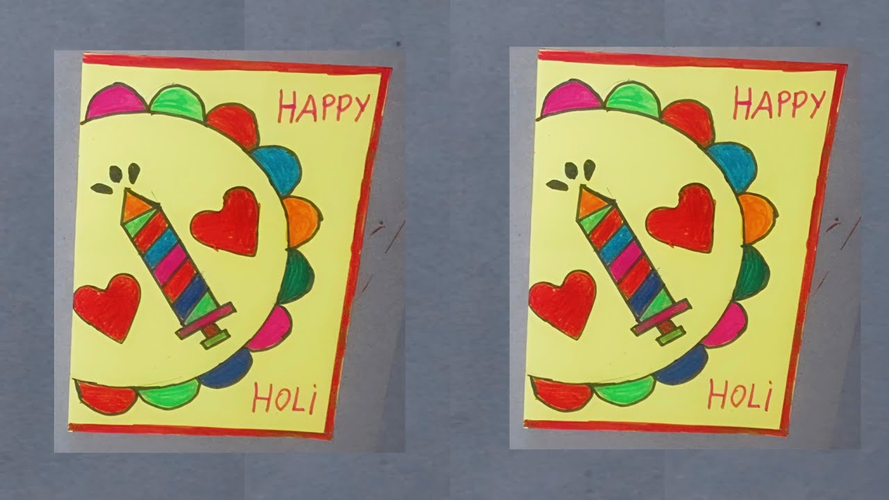 easy and beautiful Holi drawing | happy Holi drawing | easy paper crafts| diy paper craft