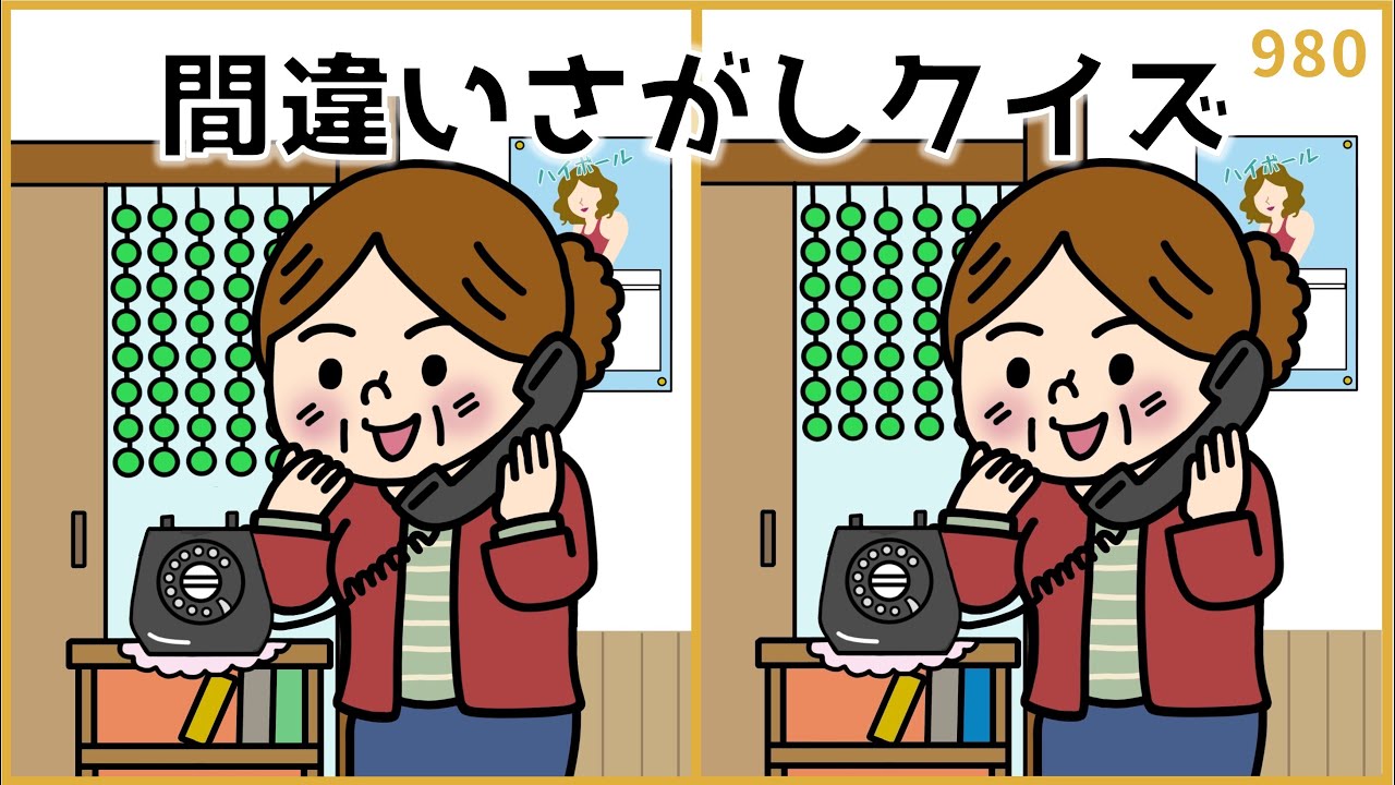 【間違い探しクイズ】老化予防ゲーム！3箇所の違いを探そう【高齢者脳トレ】#980