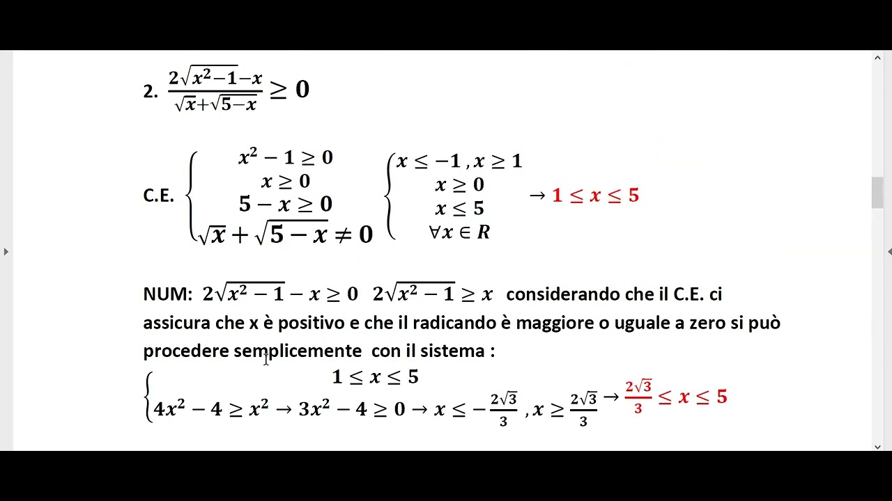 Ancora esercizi con le disequazioni irrazionali