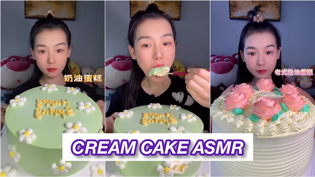 CREAM CAKE ASMR / Eating Dessert / Mukbang / Eating Show / Kwaii