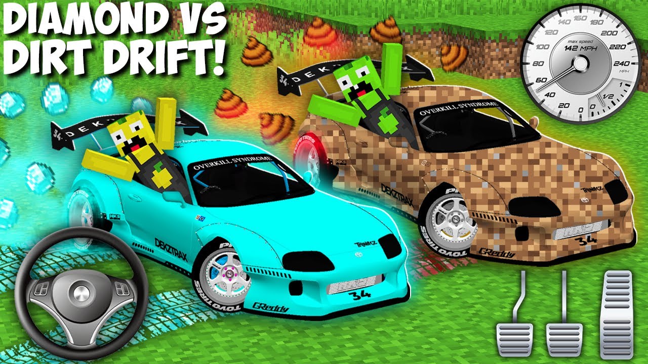 How to do DIAMOND vs DIRT DRIFT in Minecraft ? TOYOTA SUPRA DRIFT CAR !