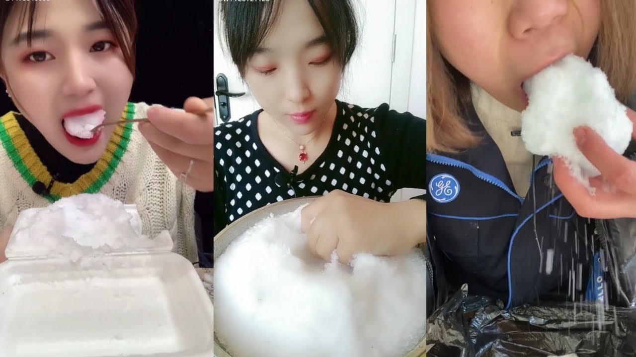 FLUFFY WHITE SOFT POWDERY SPOONFULS & CHUNKS ICE EATING ASMR | FREEZER FROST & SHAVED ICE
