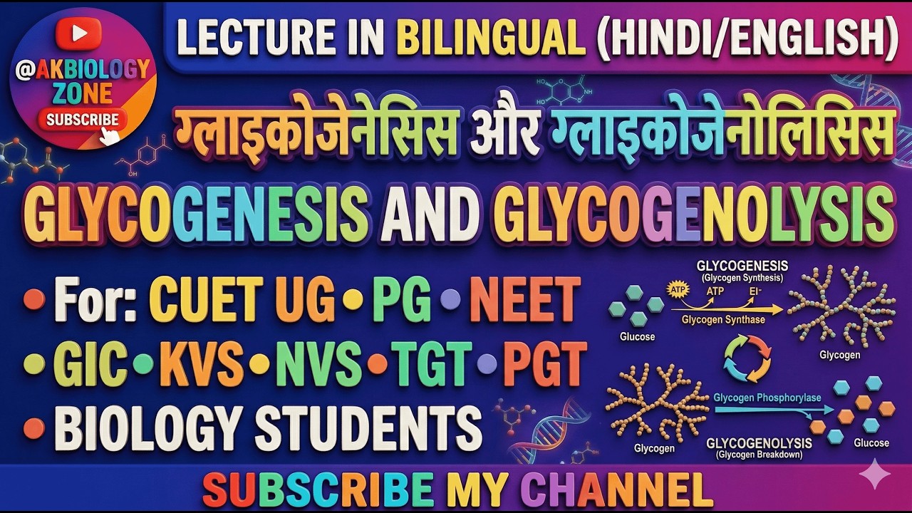 GLYCOGENESIS AND GLYCOGENOLYSIS ग्लाइकोजेनेसिस और ग्लाइकोजेनोलिसिस | ONE SHOT LECTURE |