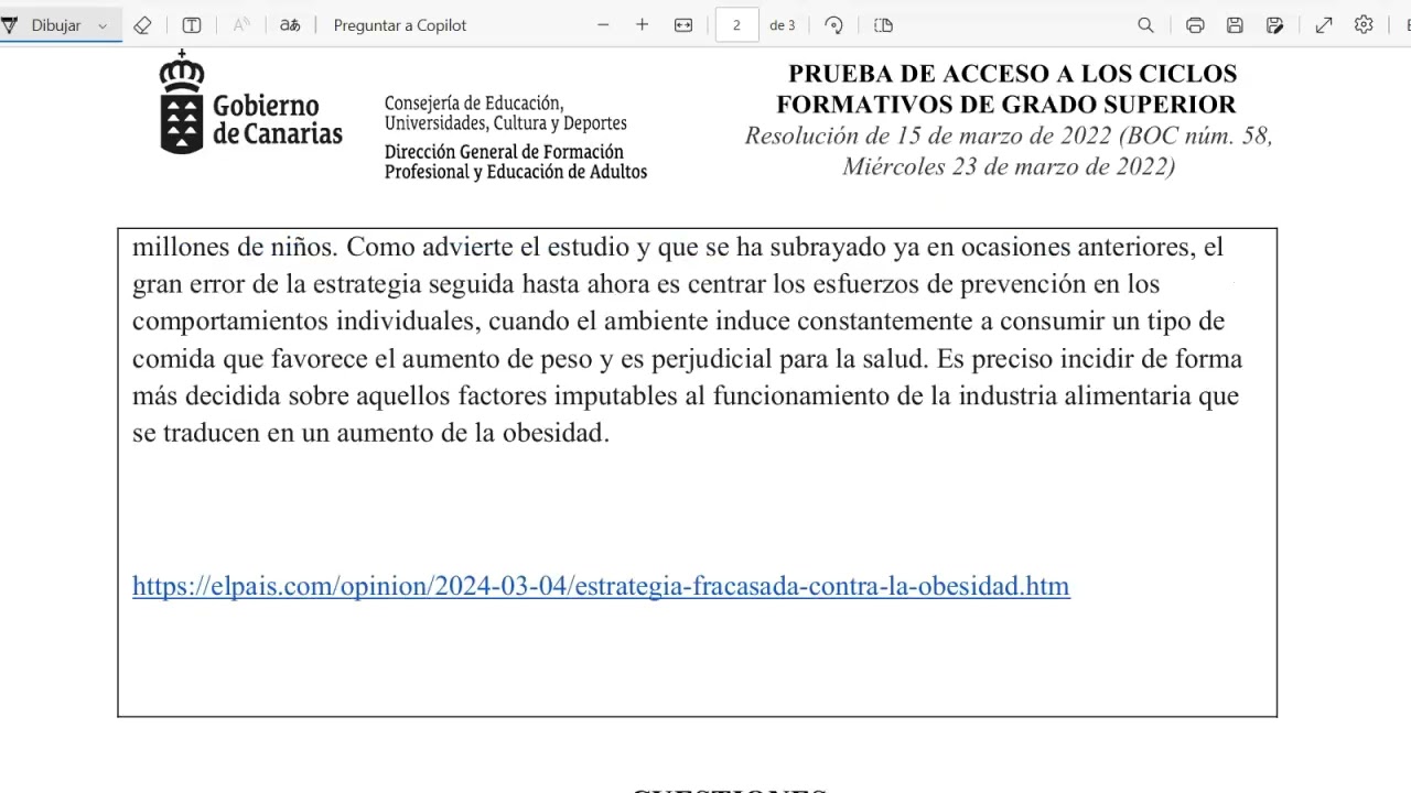 Temas claves y modelo de examen de lengua resuelto Canarias 2024 para pruebas acceso grado superior
