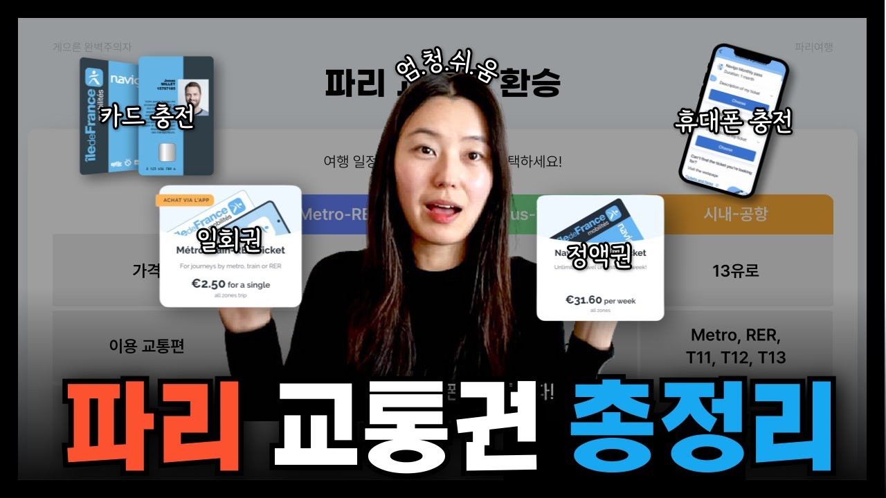 [2025년 NEW] 파리 교통권 종류부터 휴대폰 충전방법, 환승, 주의사항까지! 12분 42초에 낋여 옴. 프랑스인들도 헷갈려하는 파리 교통권을 한 방에, 쉽게 정리해드립니다.