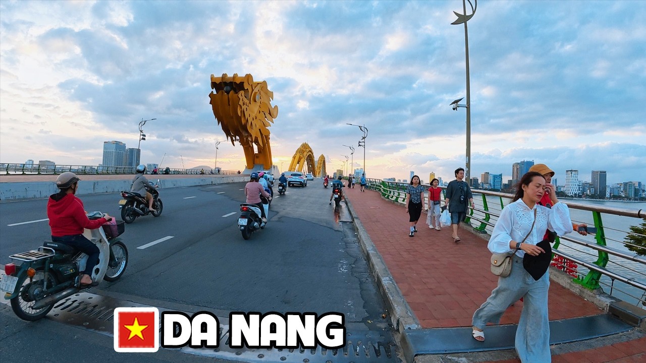 Vietnam Da Nang Rush Hour - Pre Lunar New Year Atmosphere from Dragon Bridge to Nguyen Van Linh St